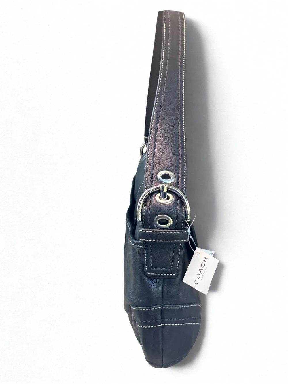 NWT New Vintage Coach Black Leather Soho Flap Bag F10910 Never Used